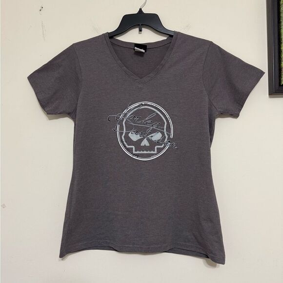 Harley-Davidson Tee Sturgis Wille G Skull graphic V-Neck Short Sleeve size XL - Picture 5 of 13